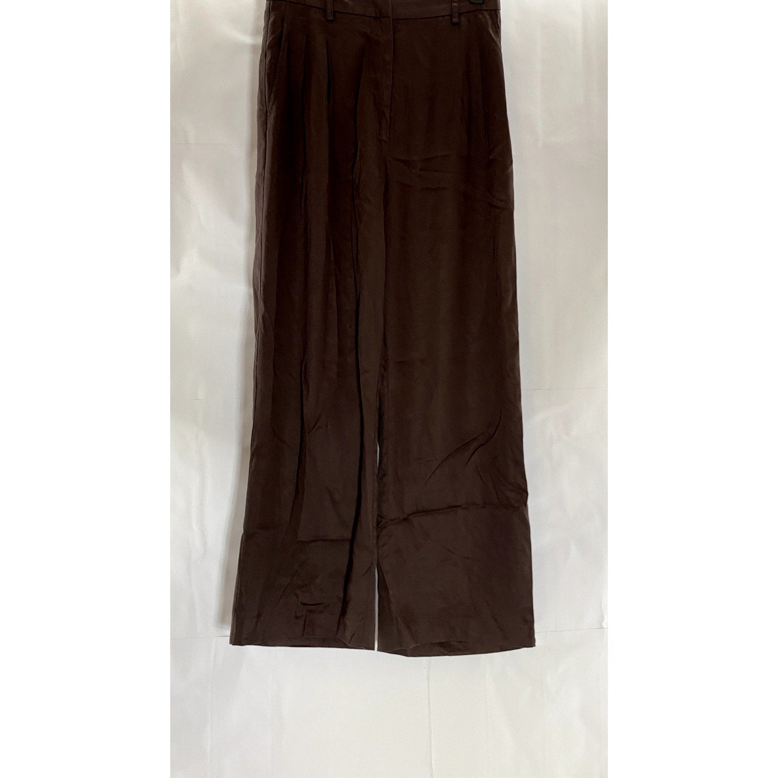 WIXII Women's Dark Brown Tencel Wide Leg Relaxed-Fit Pant SZ XS