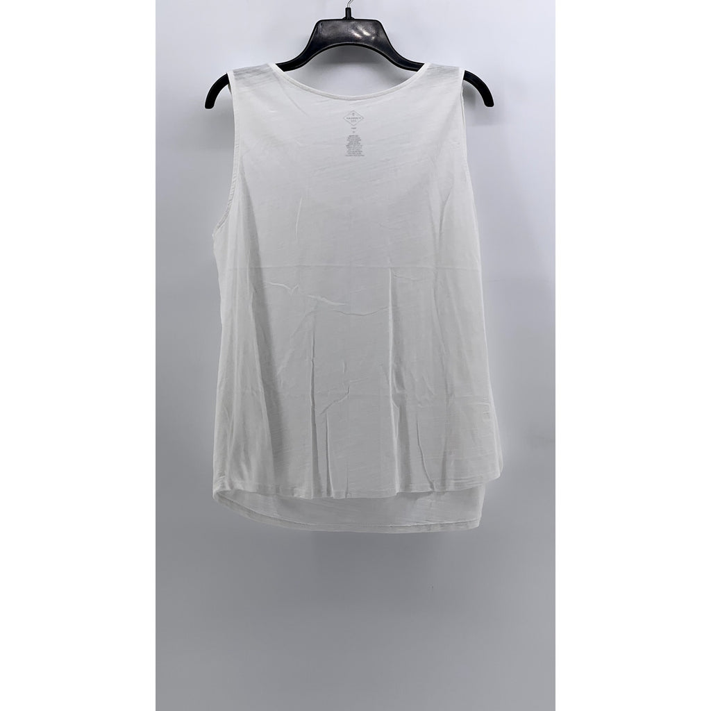 ST. JOHN'S BAY Women's Plus White Smocked Scoop-Neck Tank Top SZ 1X