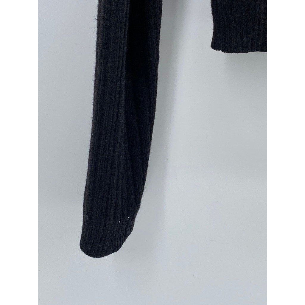 REFORMATION Women’s Black Crewneck Ribbed Long Sleeve Knit Top SZ M
