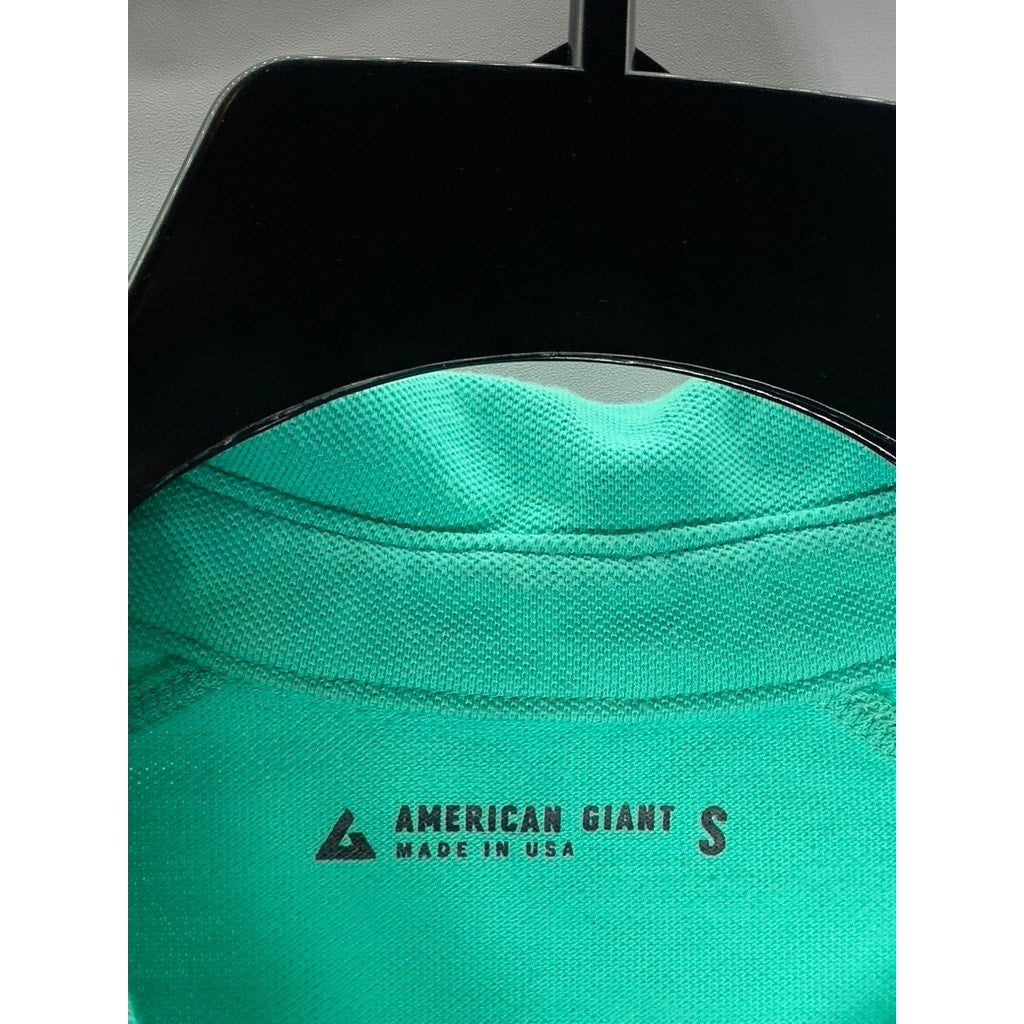 AMERICAN GIANT Men's Green Cotton Pique Short Sleeve Polo Shirt SZ S