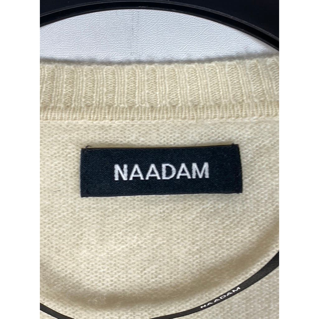 NAADAM Women's Beige Cashmere Crewneck Short Sleeve Pullover Crop Top SZ 2XS