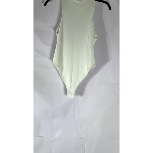 ZARA Women's White Solid Scoop-Neck Sleeveless Bodysuit SZ S