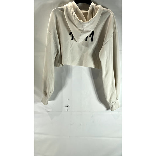 ONE.THREE Women's Off-White Hooded Pullover Cropped Sweater SZ L