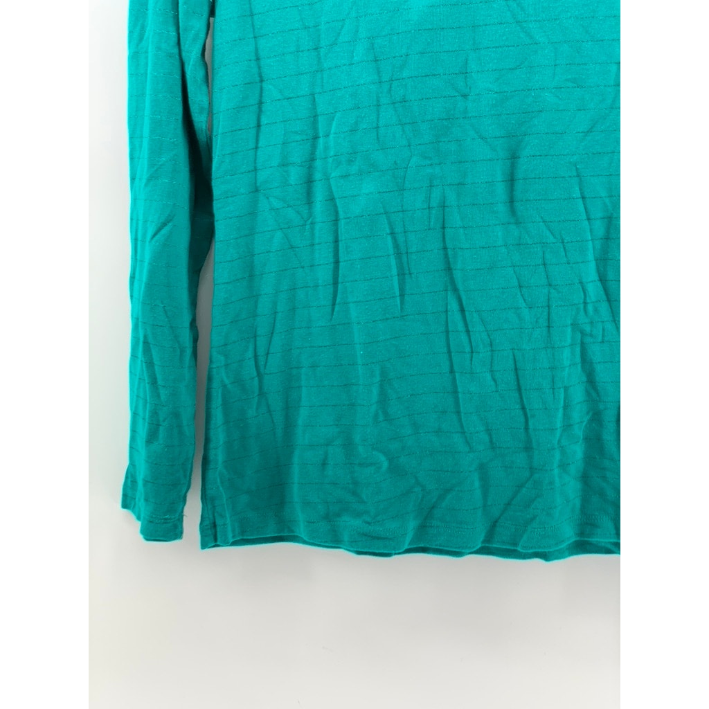 TIME AND TRU Women's Green Striped long Sleeve Turtleneck Top SZ M