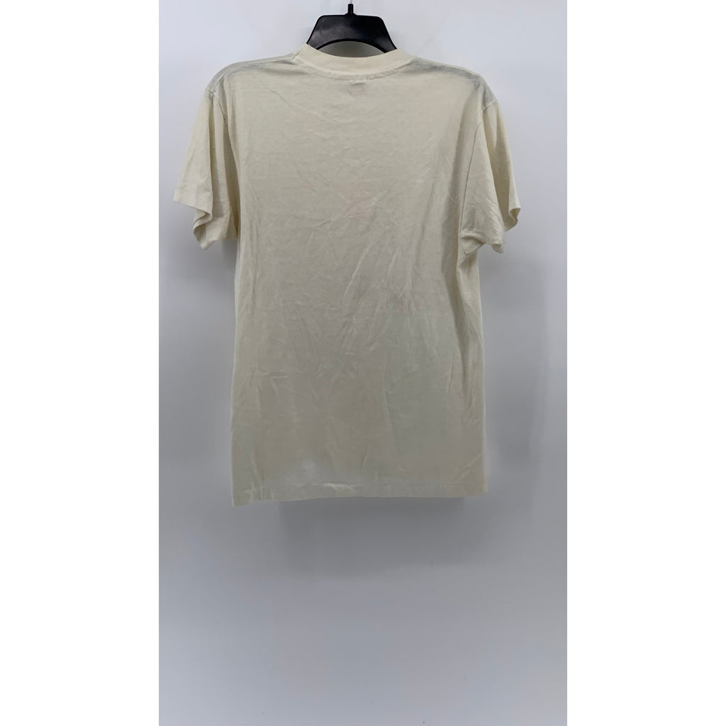 HANES Men's Beige Vintage Kiss Me Graphic Crewneck Single Stitch T-Shirt SZ L