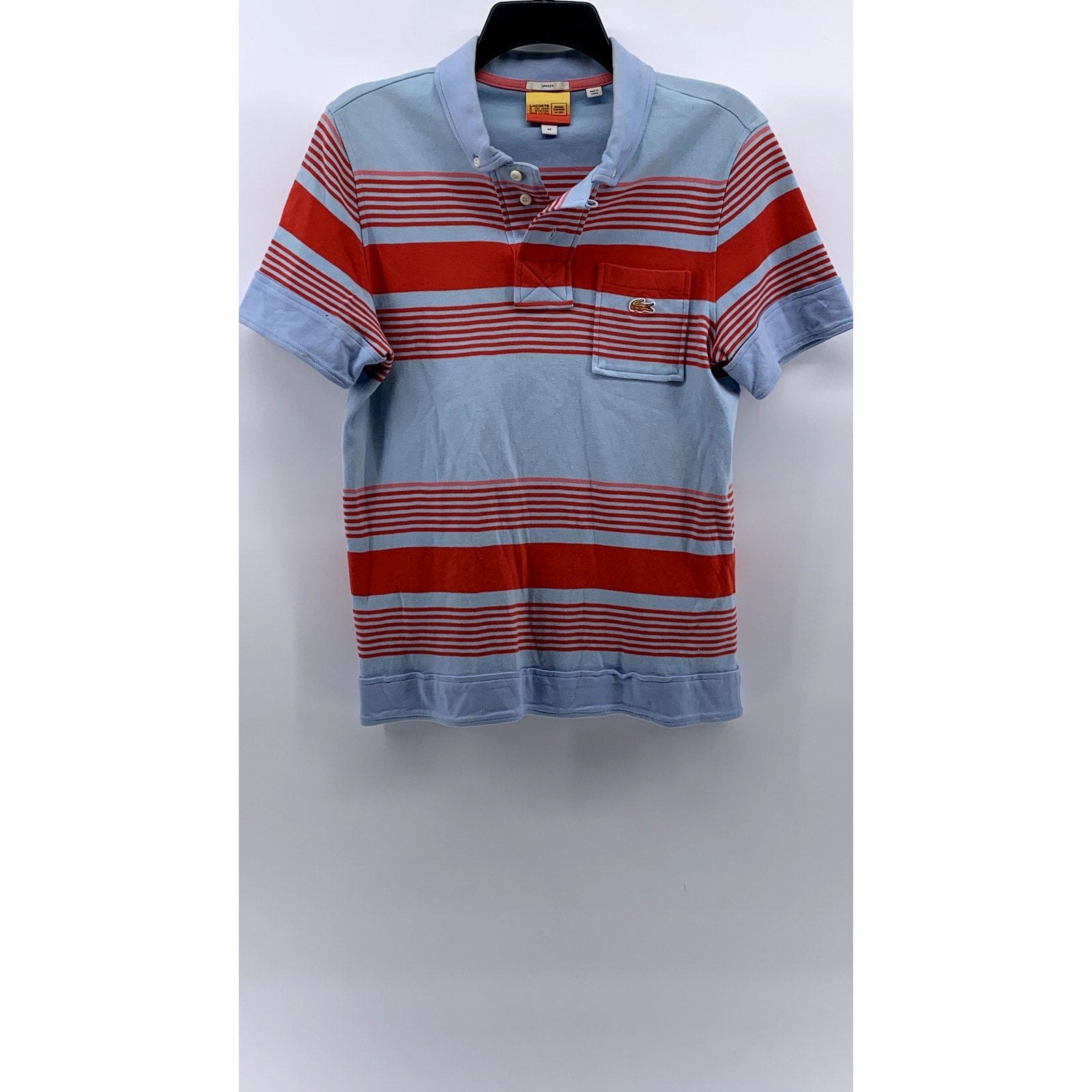 LACOSTE L!VE Unisex Blue-Red Striped Opening Ceremony Polo Shirt SZ XS