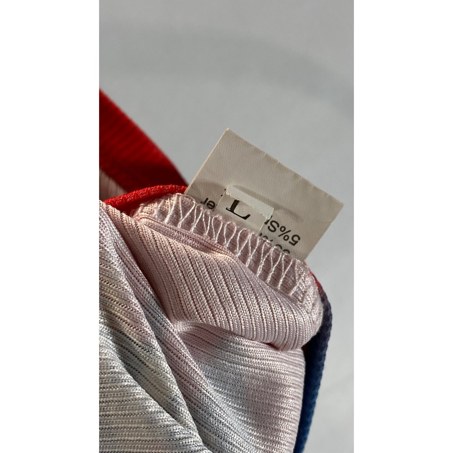 Women's Red/Blue Tiger Ribbed Crewneck Cropped Tank Top SZ L