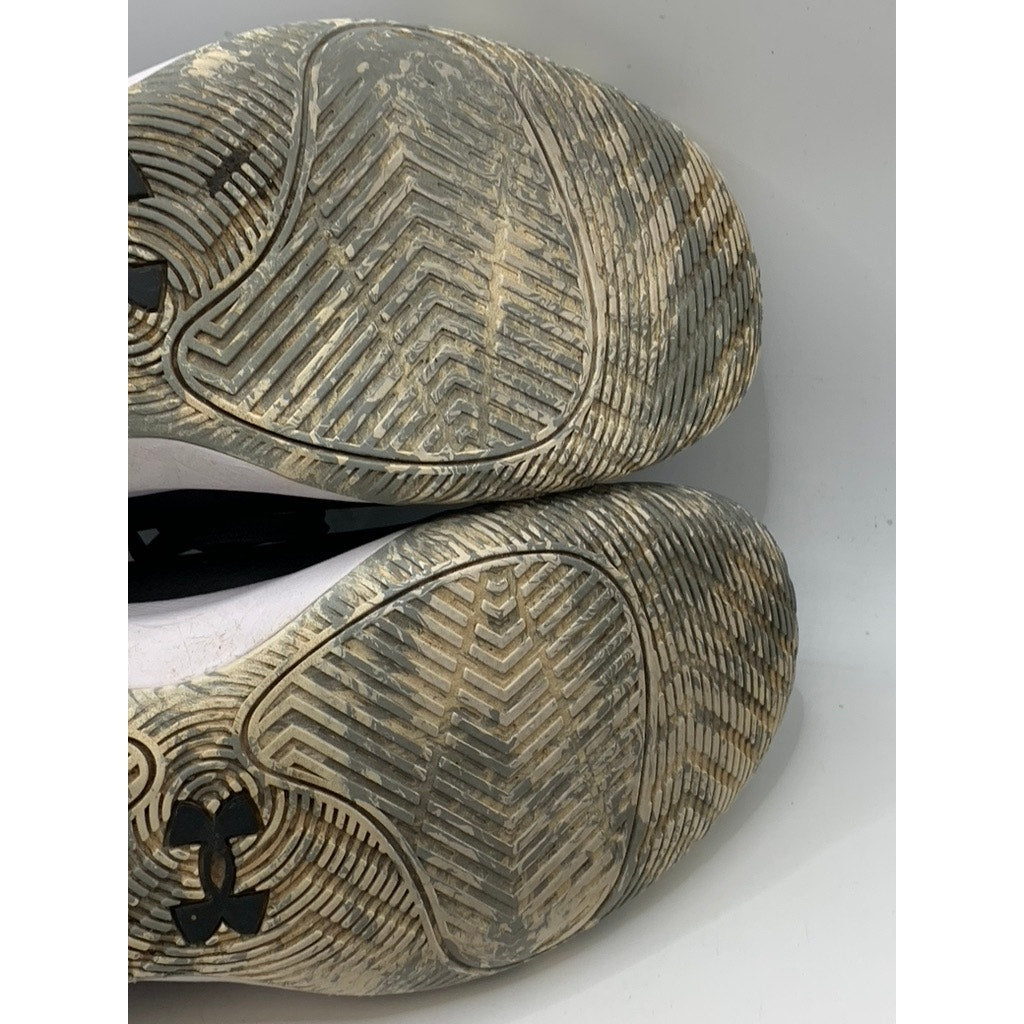 UNDER ARMOUR Kids Black-White Basketball Sneakers SZ 7Y