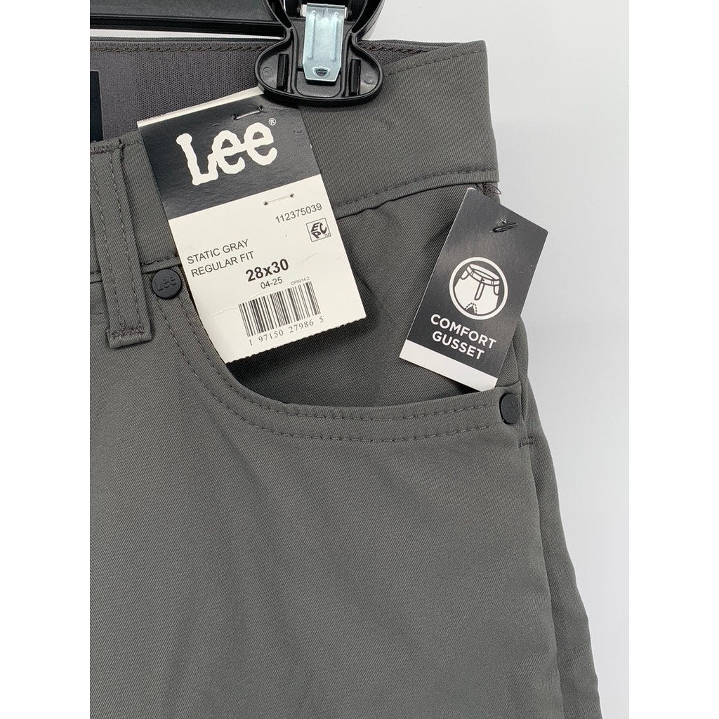 LEE Men's Static Gray Straight-Leg Velocity Pant SZ 28X30