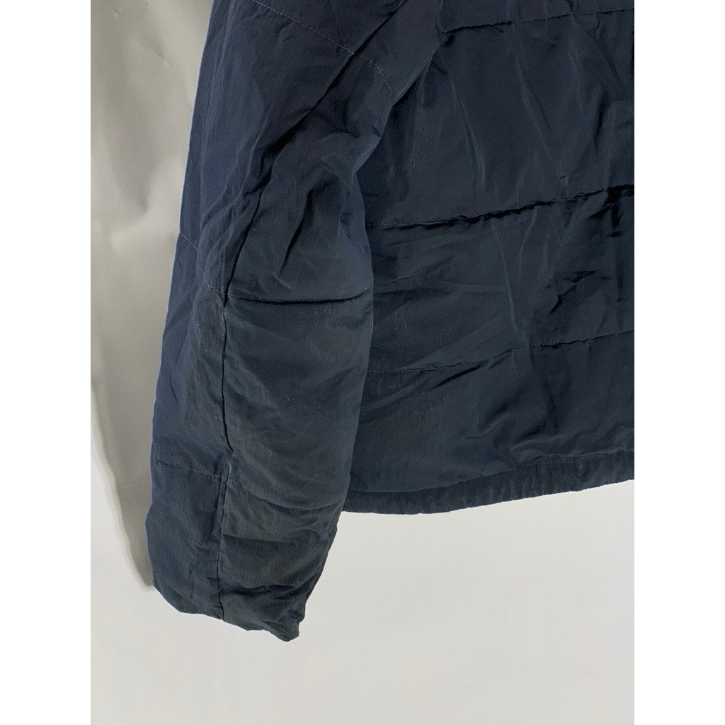 EVERLANE Women's Navy Drawstring Waist Cropped Puffer Jacket SZ S