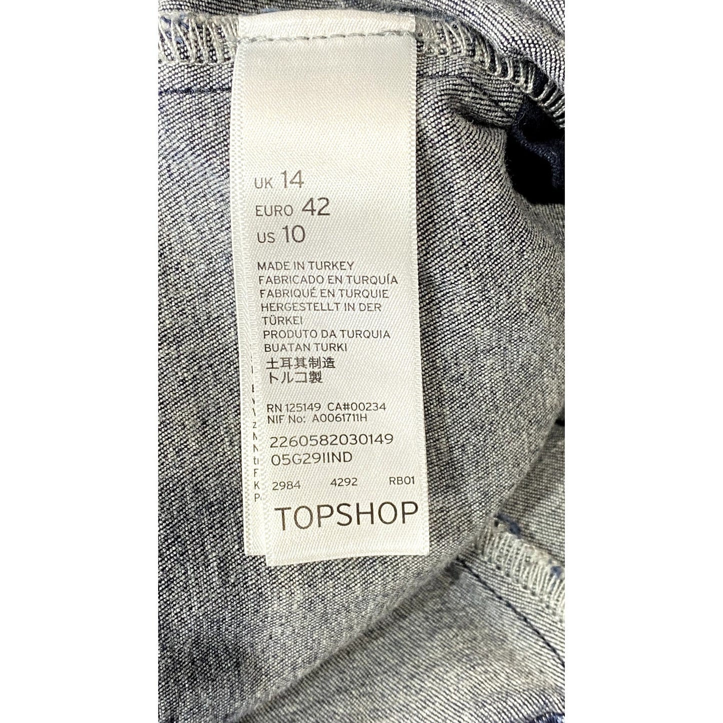 TOPSHOP MOTO Women's Blue Denim Button-Up Square-Neck Crossback Mini Dress SZ 10