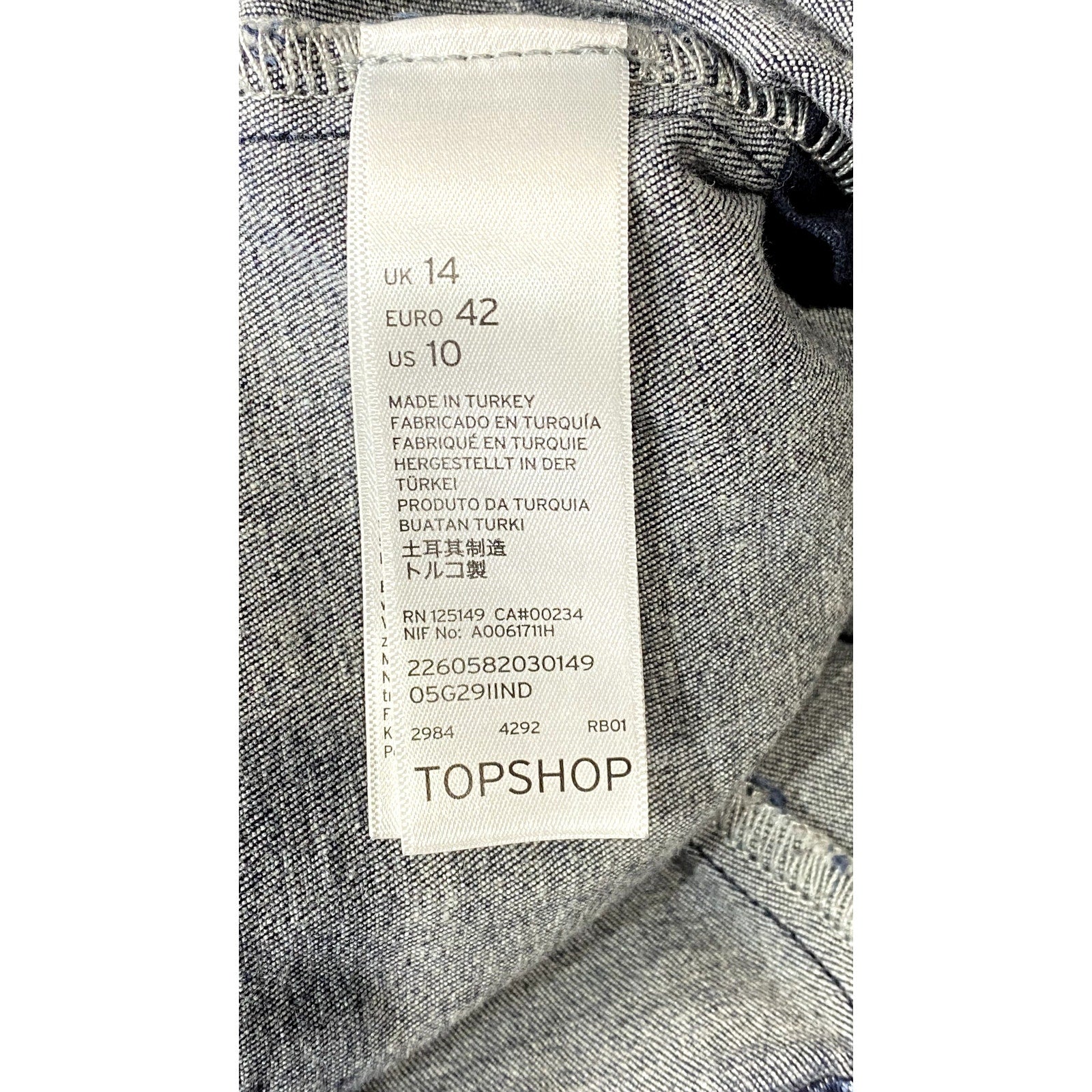 TOPSHOP MOTO Women's Blue Denim Button-Up Square-Neck Crossback Mini Dress SZ 10