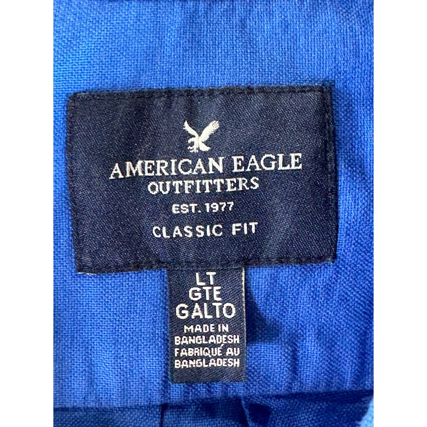 AMERICAN EAGLE OUTFITTERS Men's Tall Dark Blue Classic-Fit Button-Up Shirt SZ LT