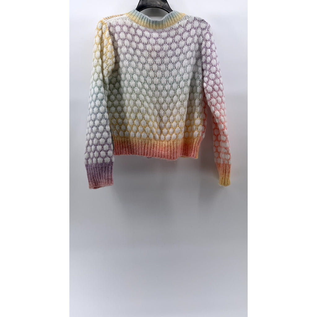 UNBRANDED Women's Multi Color Knit Faux-Pearl Button-Up Chic Cardigan SZ M