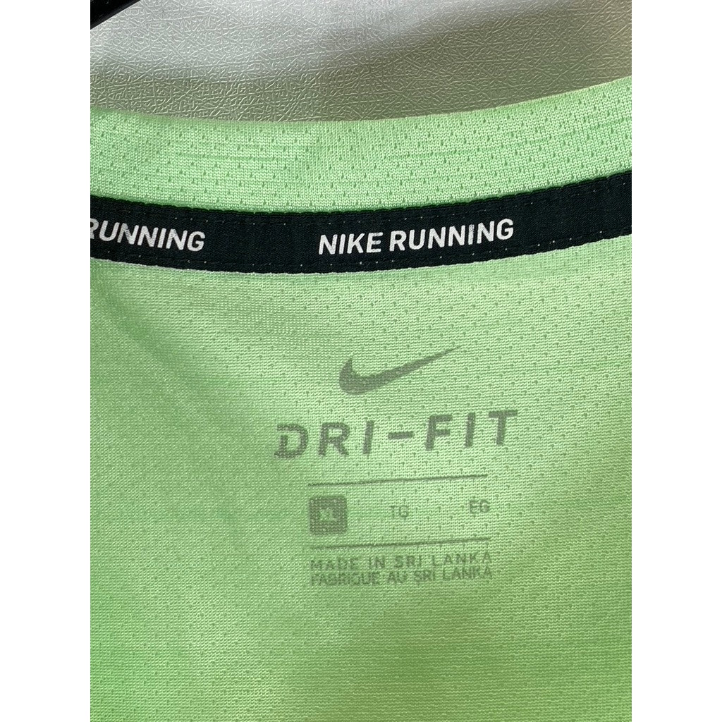 NIKE Running Men's Bright Green Rise 365 Perforated Dri-Fit T-Shirt SZ XL