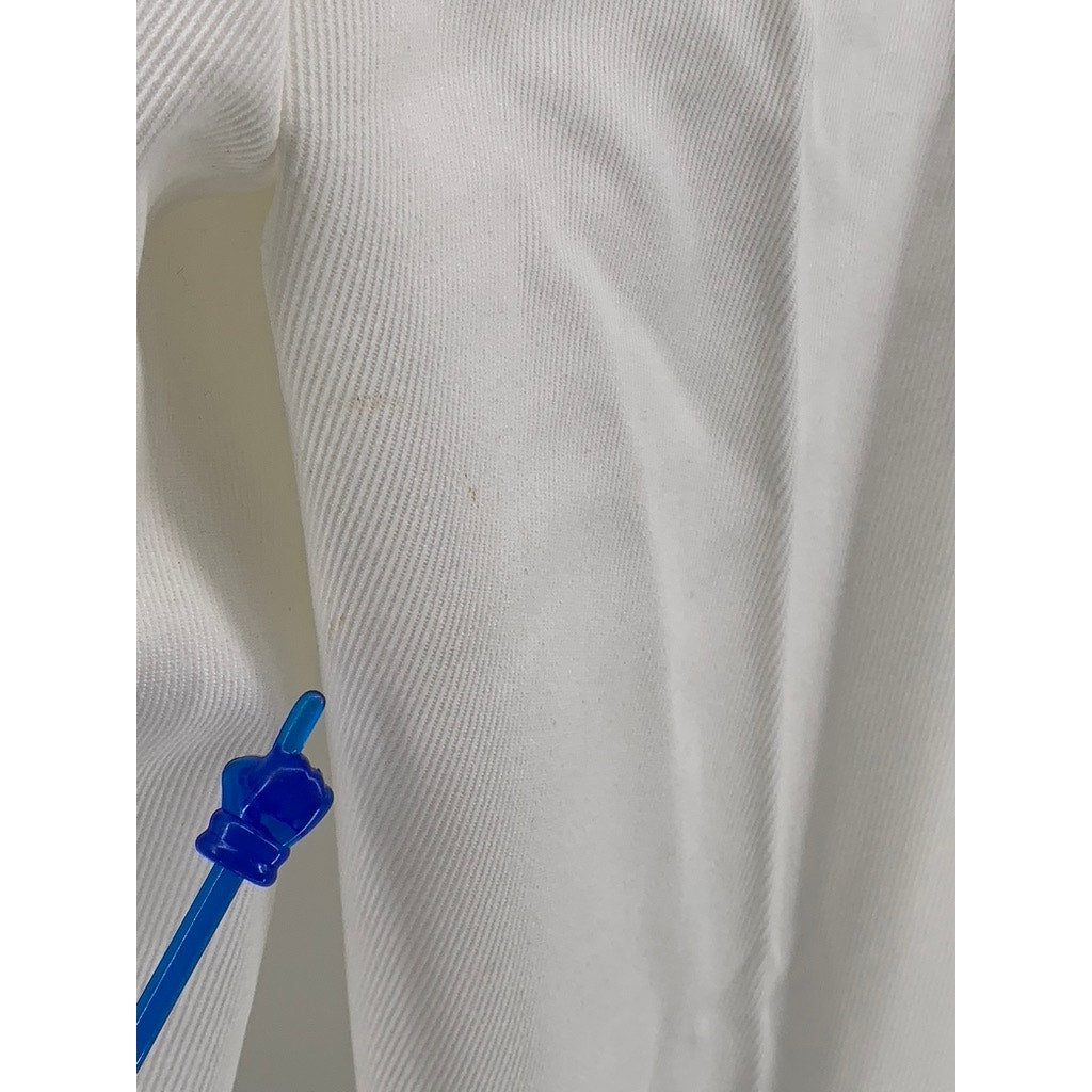 UNBRANDED Men's White Ribbed Lock Buckle Straight-Leg Pant SZ L