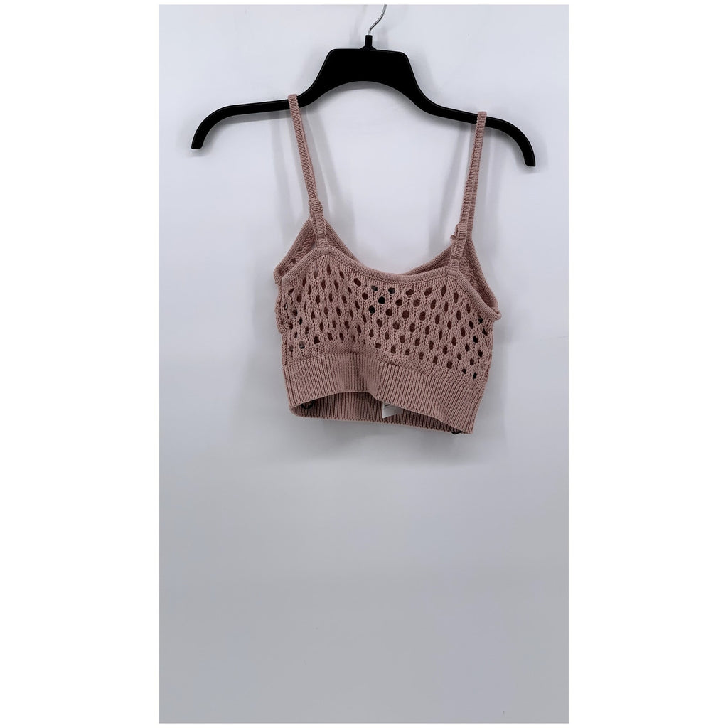 FOREVER 21 Women's Blush Pink Open Knit Cropped Tank Top SZ M