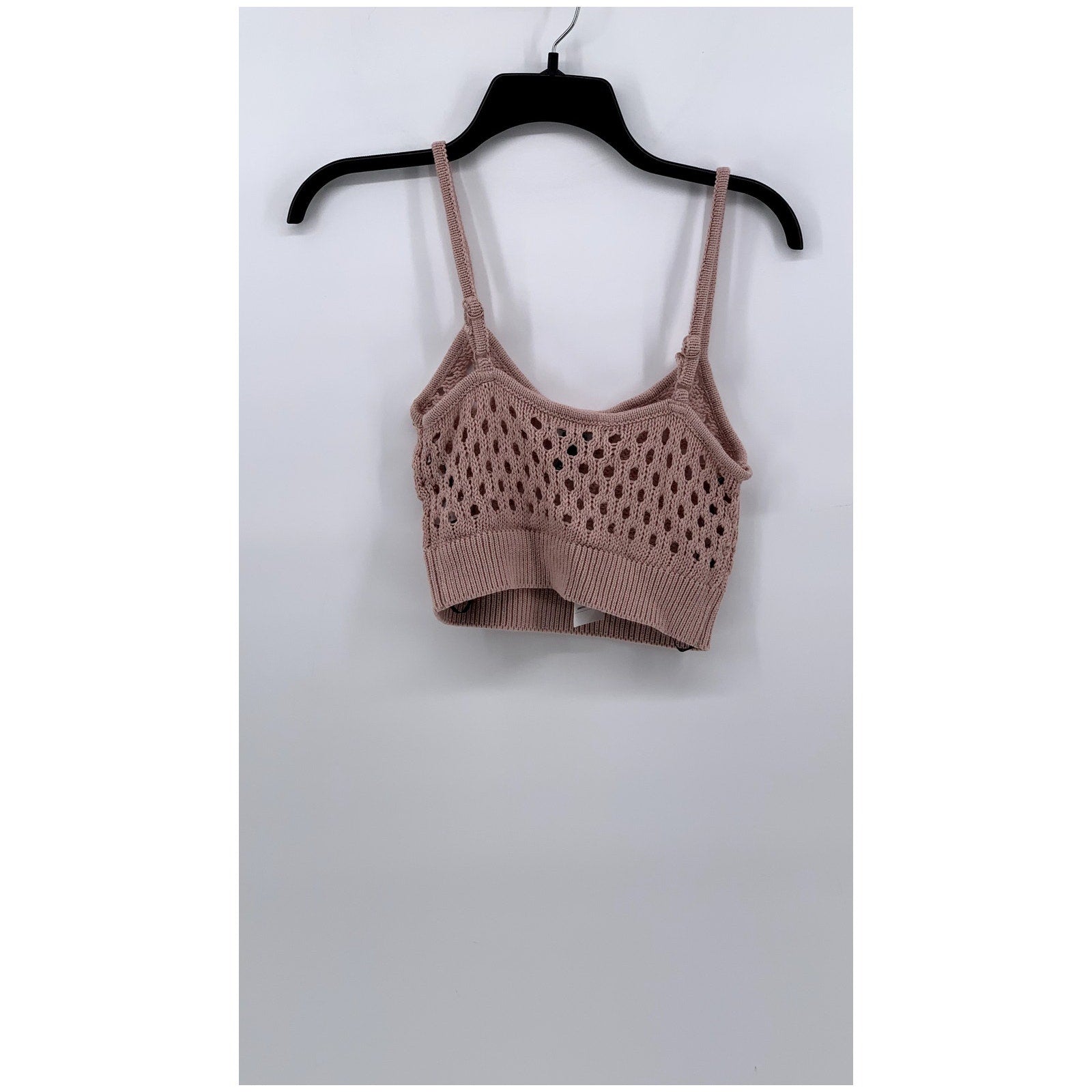 FOREVER 21 Women's Blush Pink Open Knit Cropped Tank Top SZ M