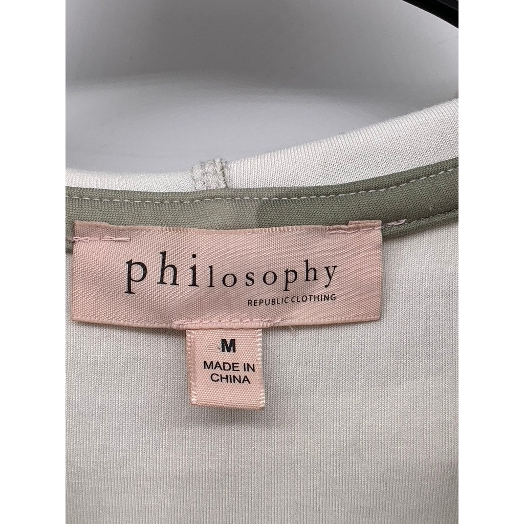 PHILOSOPHY Women's Green Camo Print Hooded Sleeveless Sweater Top SZ M