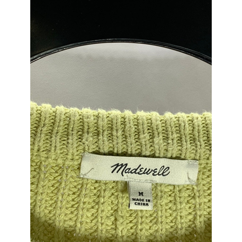 MADEWELL Women's Green Textural-Knit Crewneck Long Sleeve Sweater SZ M