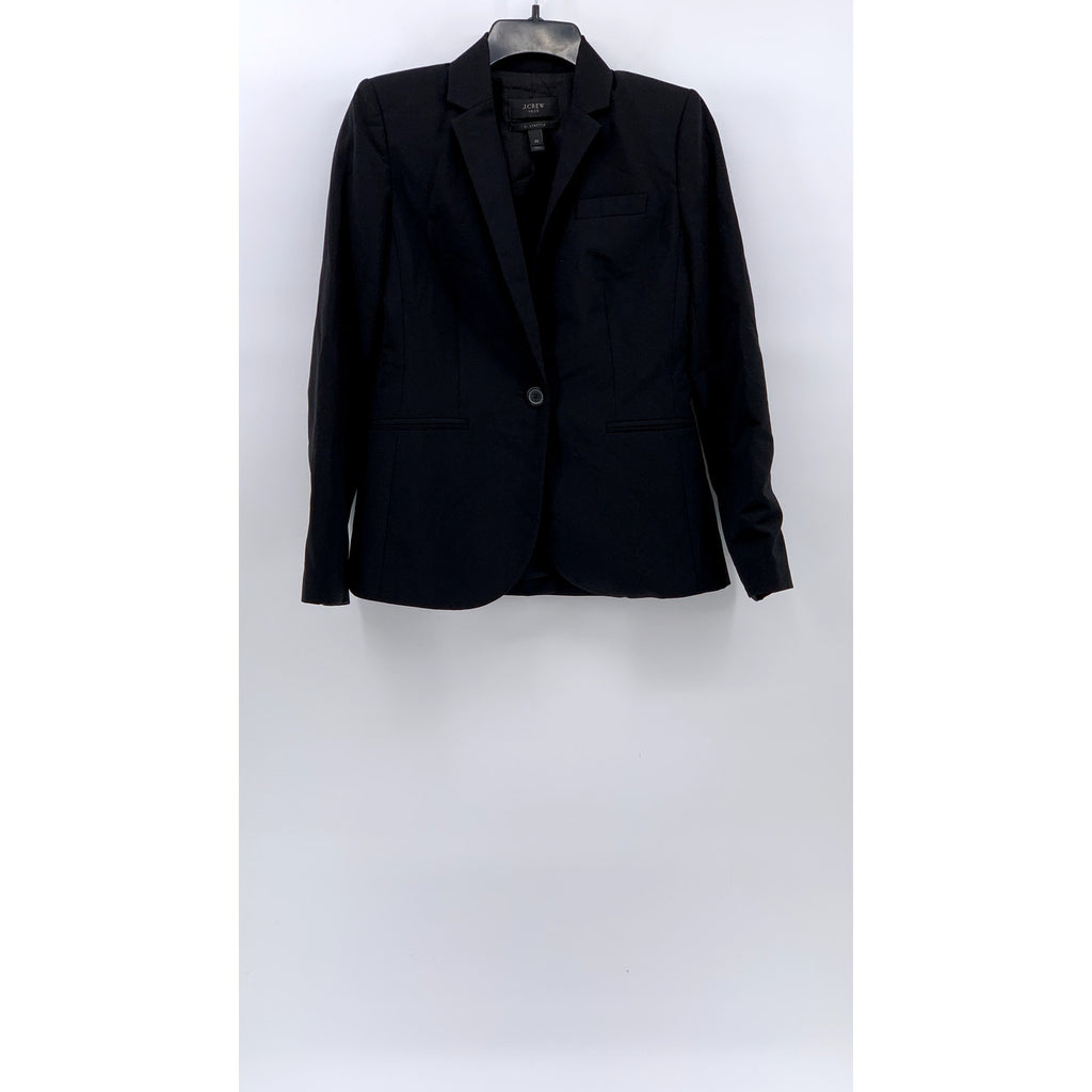 J.CREW Women's Black Solid One-Button Long Sleeve 1035 Bi-Stretch Blazer SZ 00