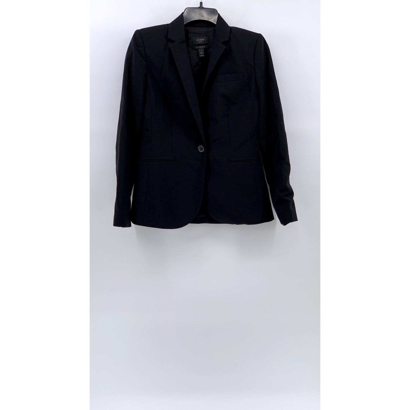 J.CREW Women's Black Solid One-Button Long Sleeve 1035 Bi-Stretch Blazer SZ 00