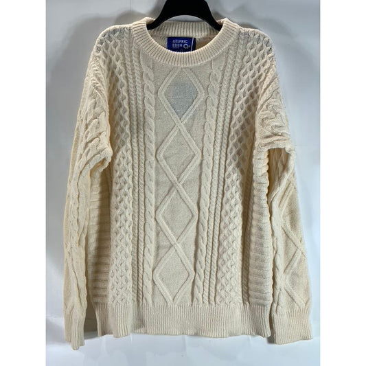 AELFRIC EDEN Unisex Beige Eden Oversized Crewneck Cable-Knit Sweater SZ L