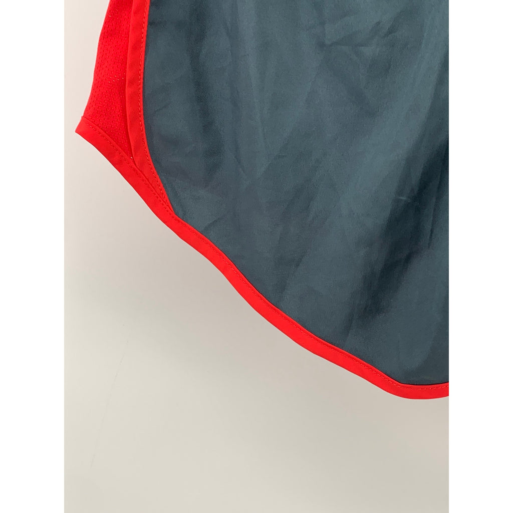 NIKE Women's Gray-Red Mesh Lined Pull-On Dri-Fit Drawstring Active Shorts SZ S