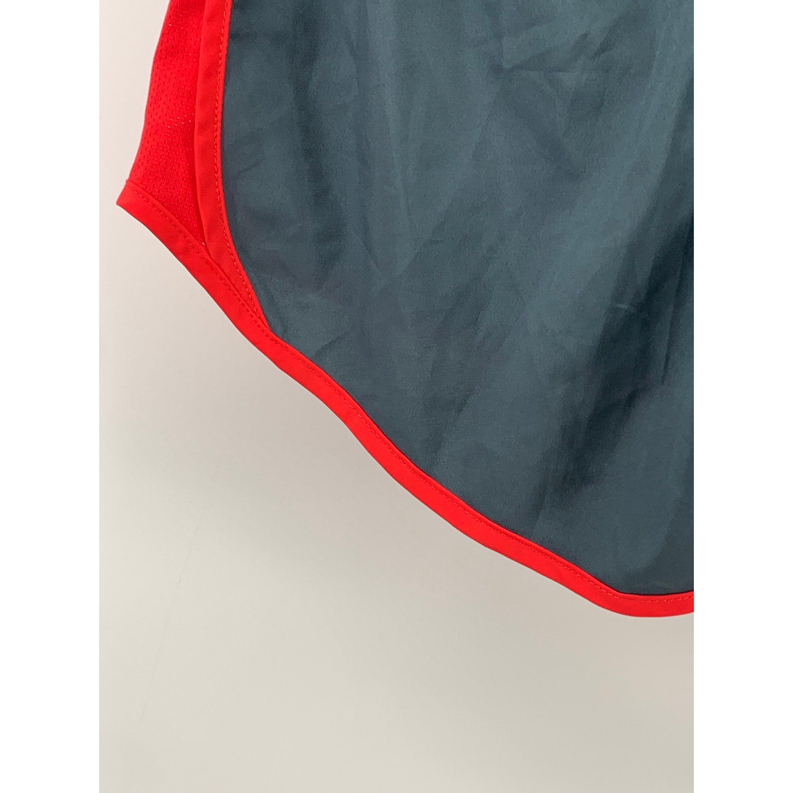 NIKE Women's Gray-Red Mesh Lined Pull-On Dri-Fit Drawstring Active Shorts SZ S