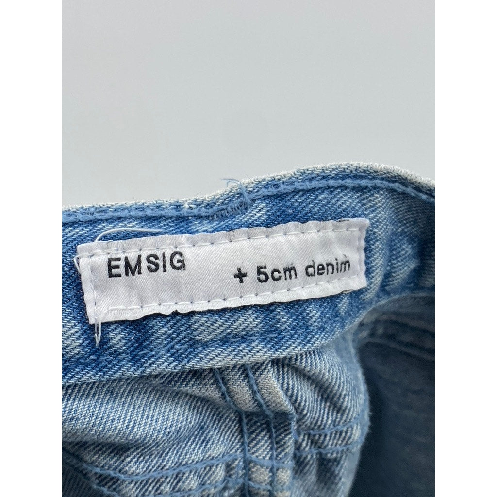 EMSIG Women's Medium Wash Blue Denim Straight-Leg Regular-Fit Jeans SZ M