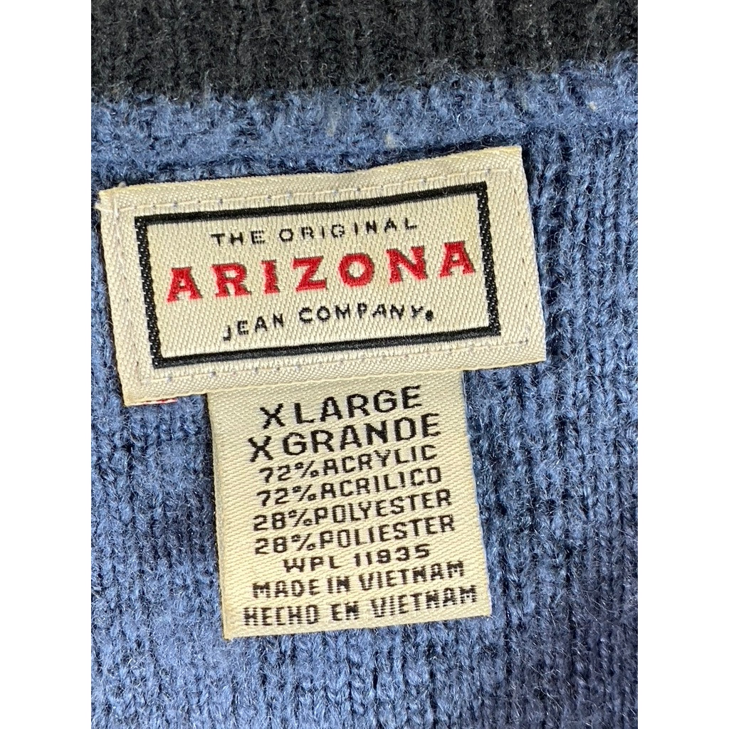 ARIZONA JEAN COMPANY Men's Blue Striped Vintage Crewneck Pullover Sweater SZ XL