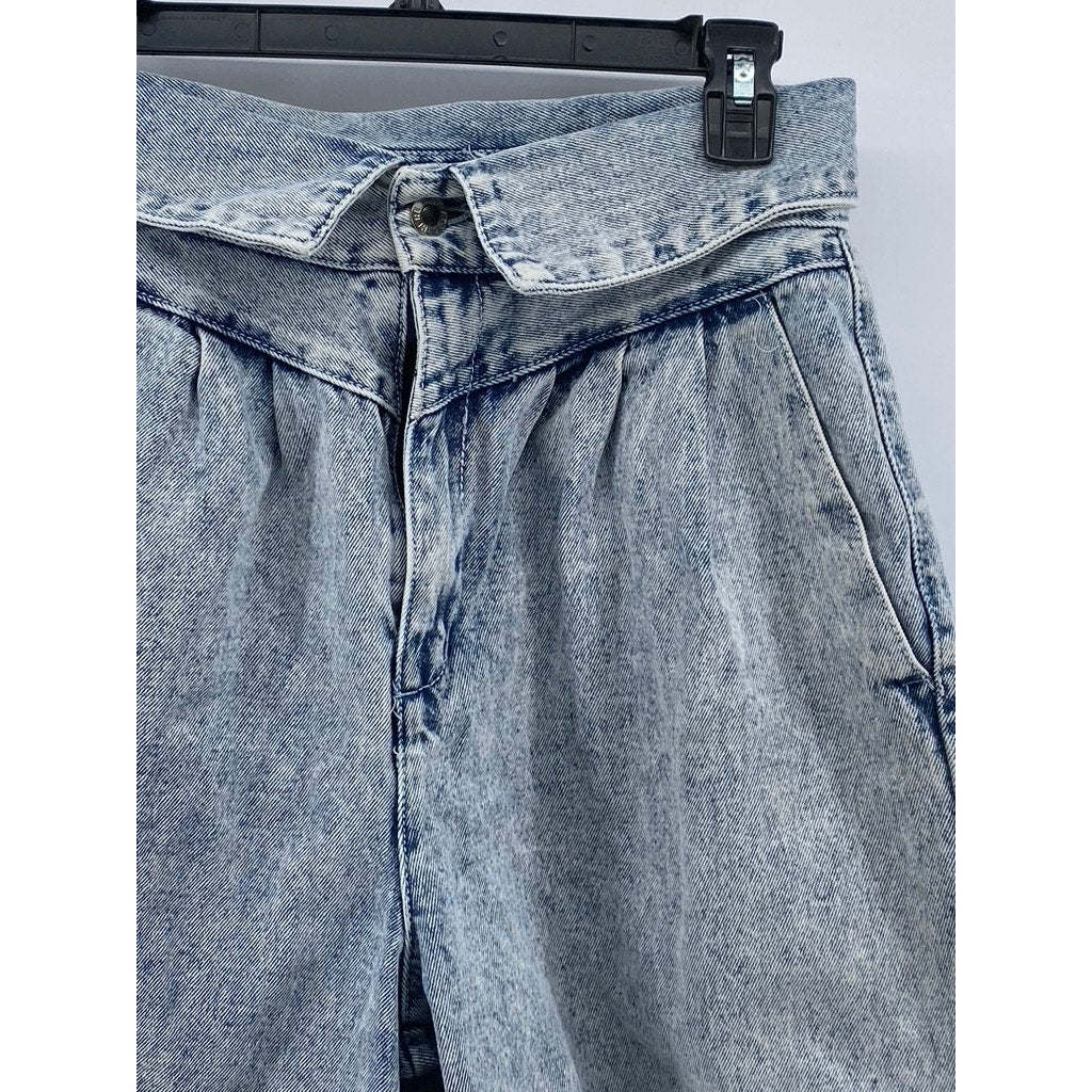 STRATOSPHERE Women's Vintage Light Wash Blue Fold-Over Waist Shorts SZ 11/12