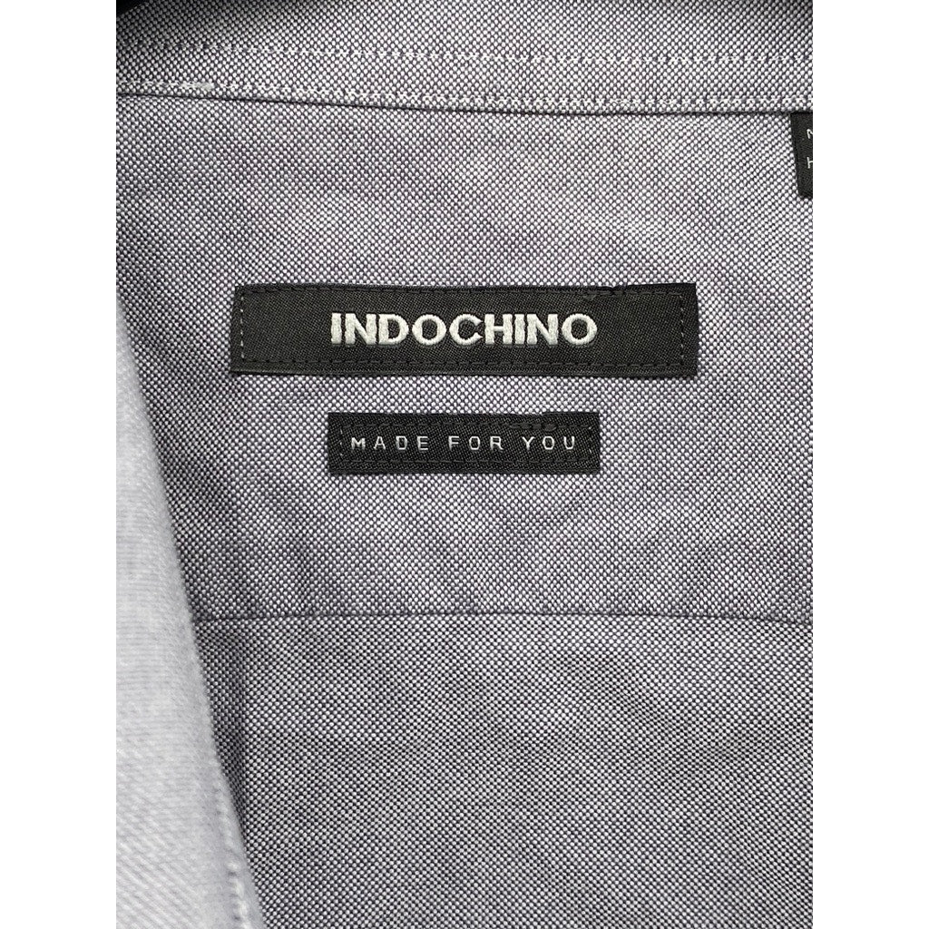 INDOCHINO Men’s Gray Button-Up Regular-Fit Long Sleeve Shirt SZ S