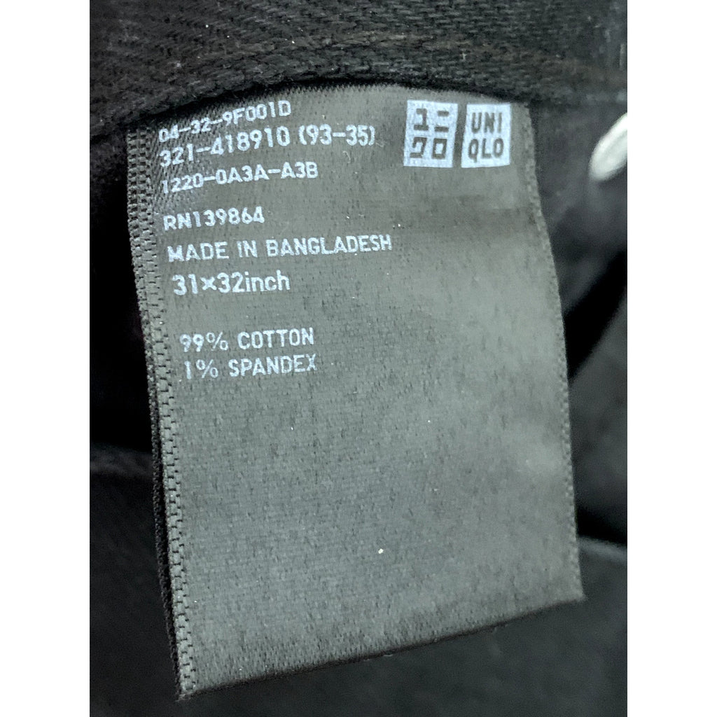 UNIQLO Men's Black Solid Slim Straight Low-Rise Five-Pocket Jean SZ 31X32