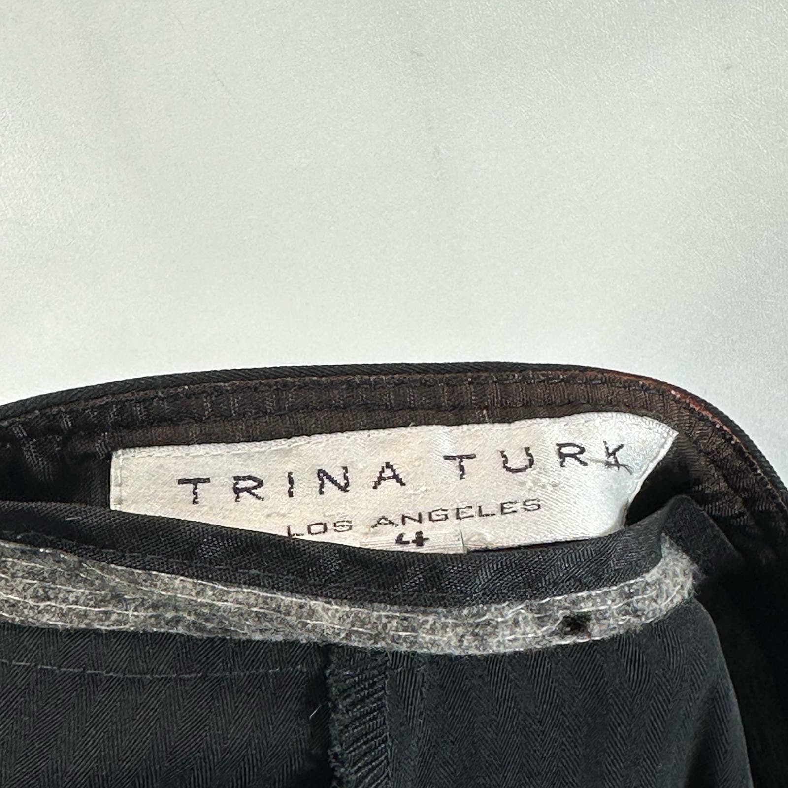 TRINA TURK Women's Black Pinstripe Cuffed Wide-Leg Pants SZ 4