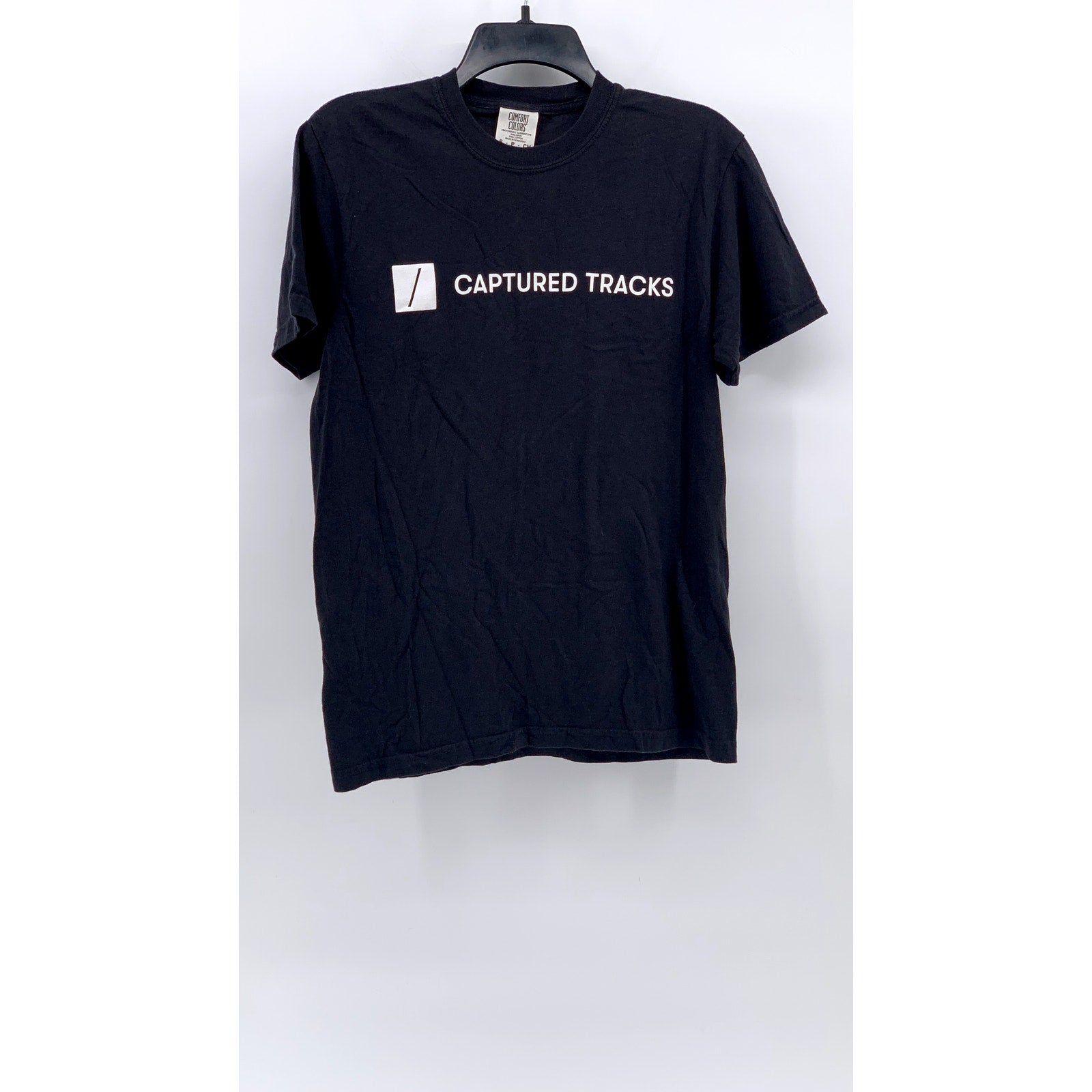 COMFORT COLORS Men's Black Logo Crewneck Casual Short Sleeve T-Shirt SZ S