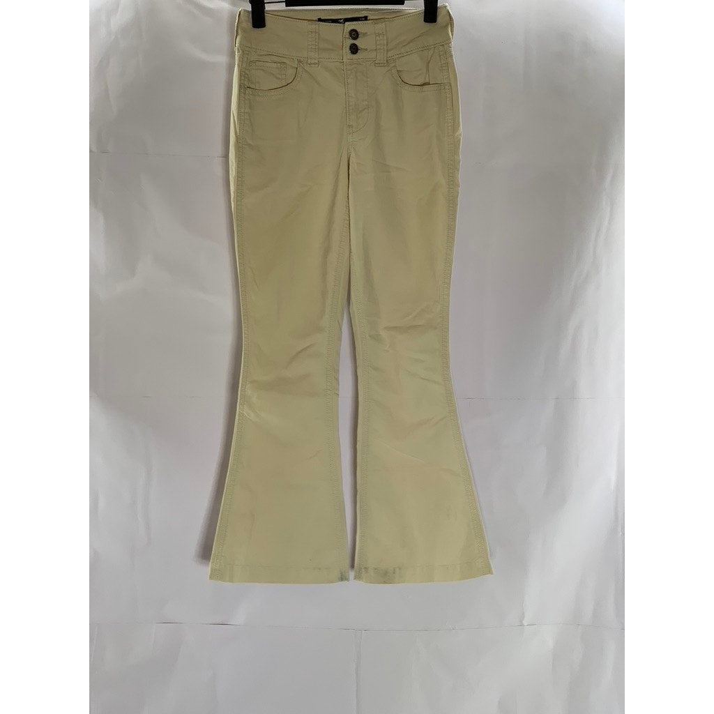 HOLLISTER Women's Beige Oor High-Rise Vintage Flare Double-Button Jean SZ 23