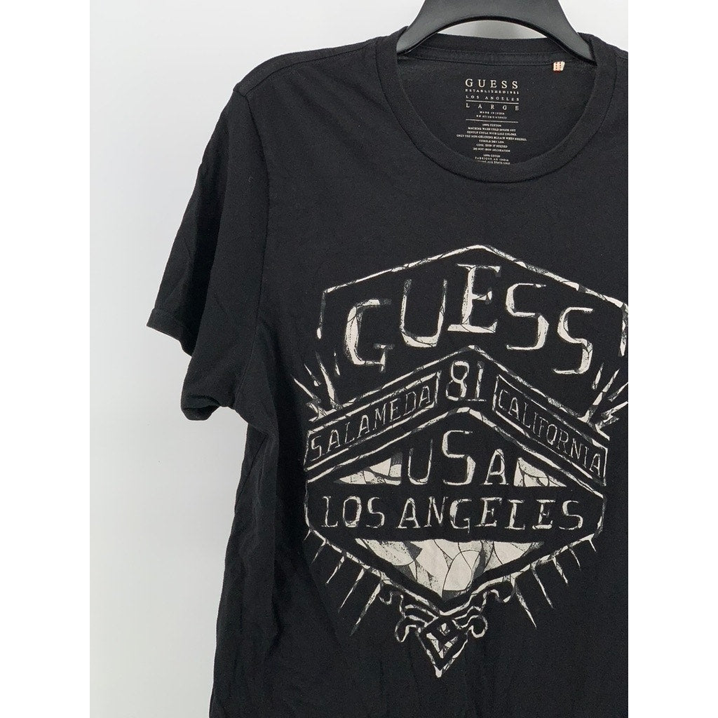 Men's Black Alameda County Graphic Crewneck Short Sleeve Casual T-Shirt SZ L