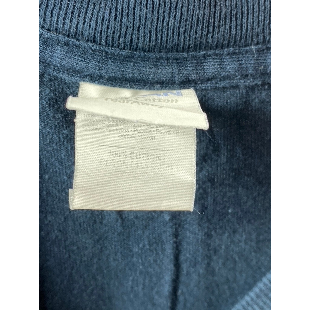 GILDAN Men's Navy Blue Crewneck Graphic Heavy Cotton Short Sleeve T-Shirt SZ S