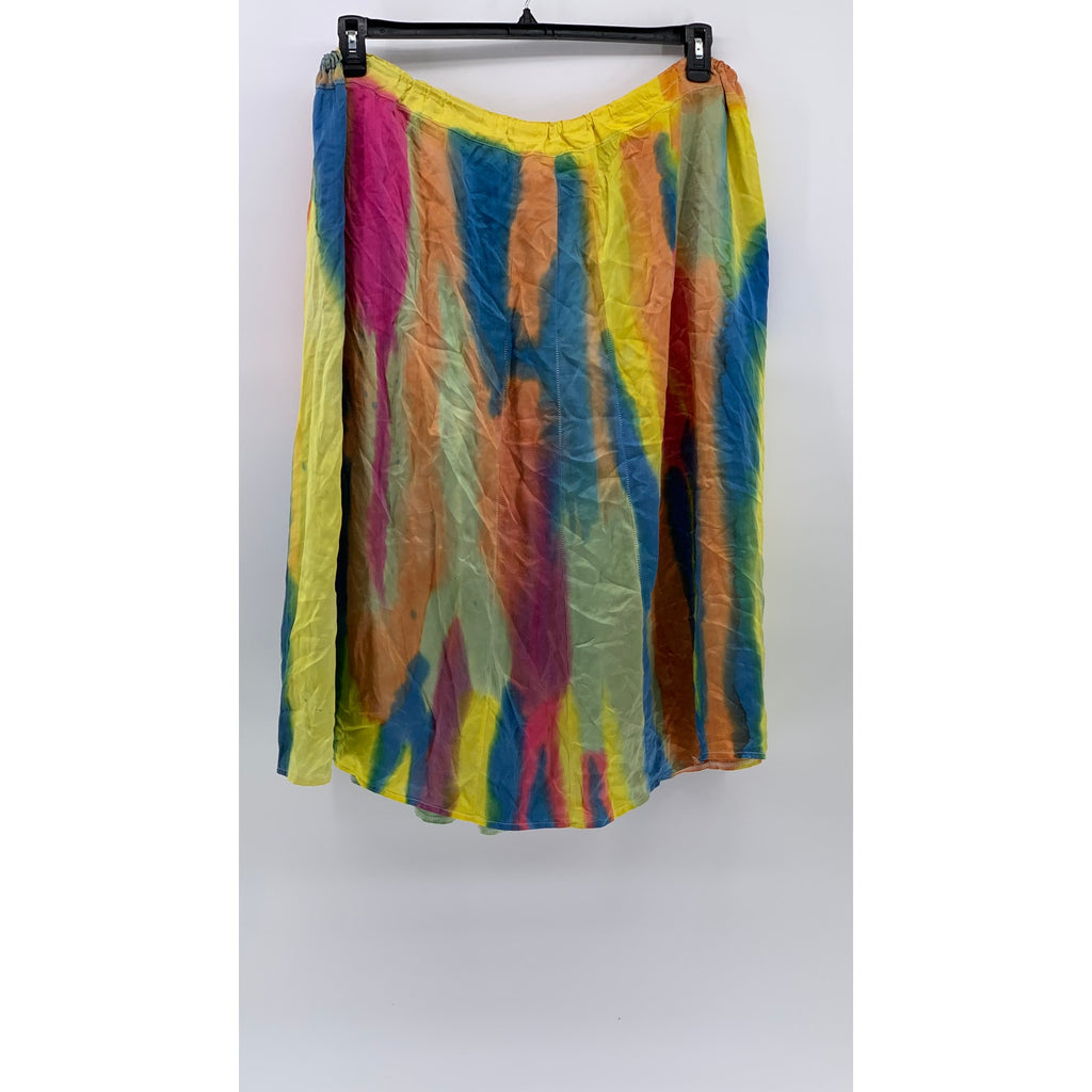 UNBRANDED Women's Plus Multicolor Pleated Lightweight A-Line Midi Skirt SZ 1X