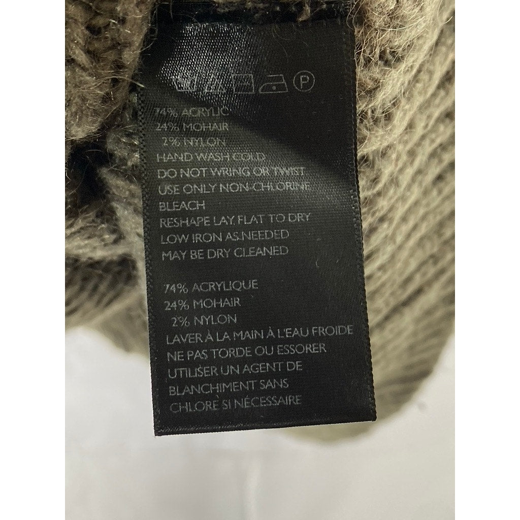 KIMCHI BLUE Women's Brown Crochet Knit V-Neck Long Sleeve Pullover Sweater SZ S