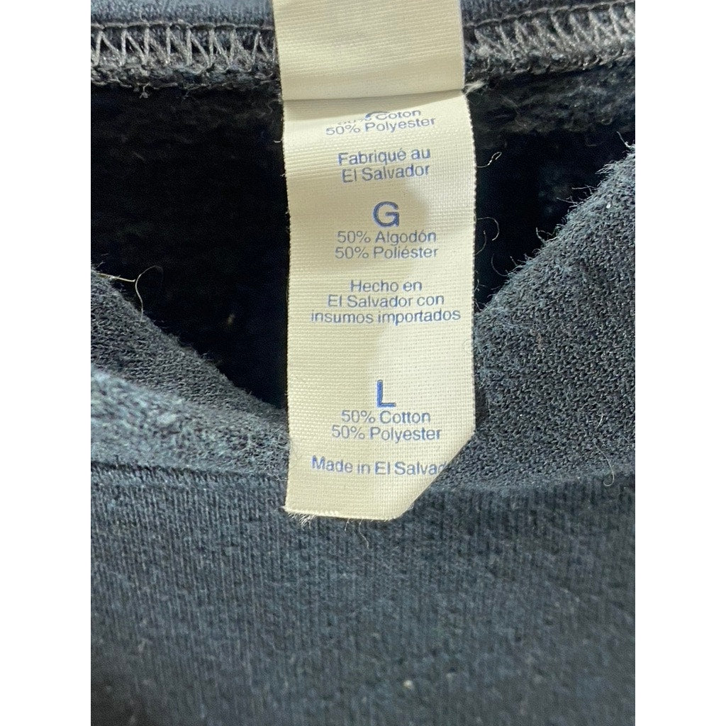 JERZEES NUBLEND Men’s Black-White Graphic Long Sleeve Pullover Hoodie SZ L