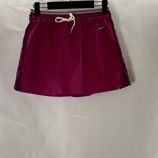 NIKE Women's Berry/White Mesh Side Stripe Drawstring Pull-On Tennis Skort SZ L