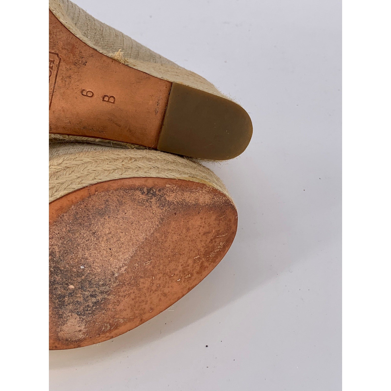 COACH Women's Beige Milan Peep-Toe Canvas Espadrille Wedge Platform Heels SZ 6B