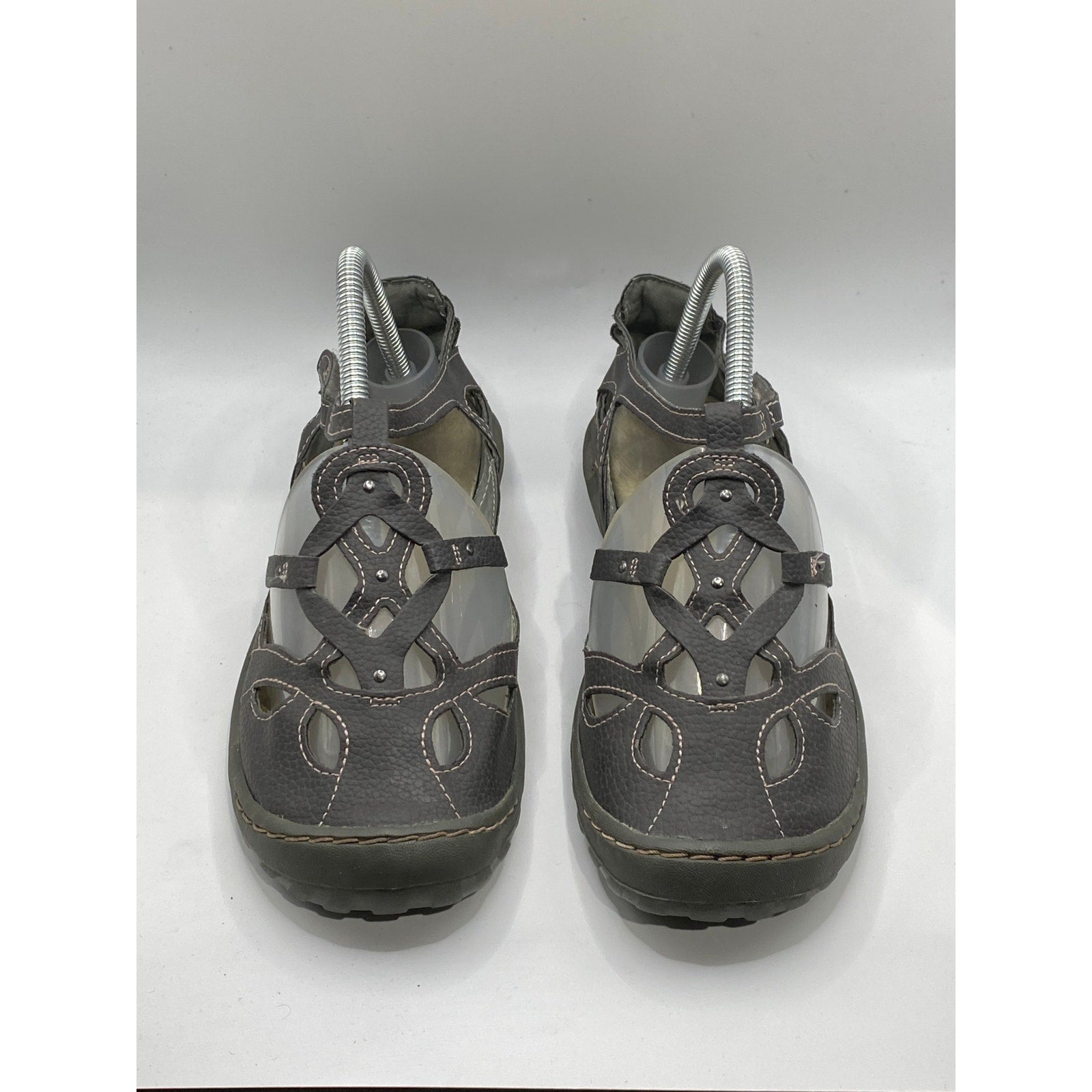 JBU By JAMBU Gray Leather Sydney Cutout Round-Toe Ankle-Strap Casual Shoes SZ7.5