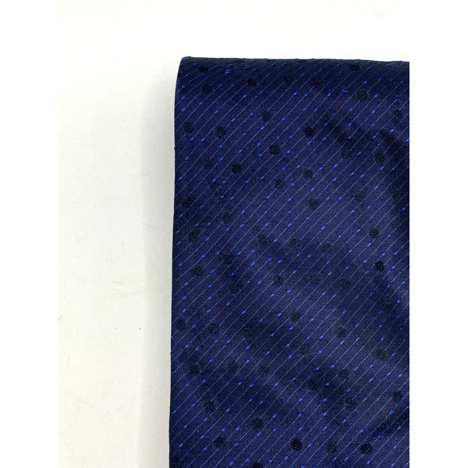 CALVIN KLEIN Men's Vintage 90's Silk Polka Dotted USA Navy Blue Tie OS