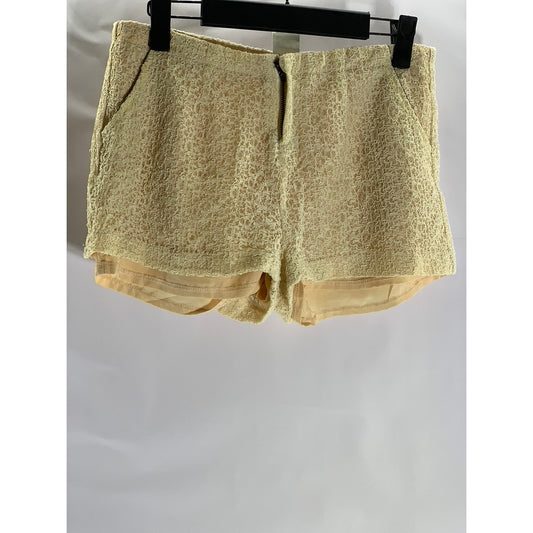 PINKYOTTO Women's Tan Lace Textured Lined Shorts SZ S