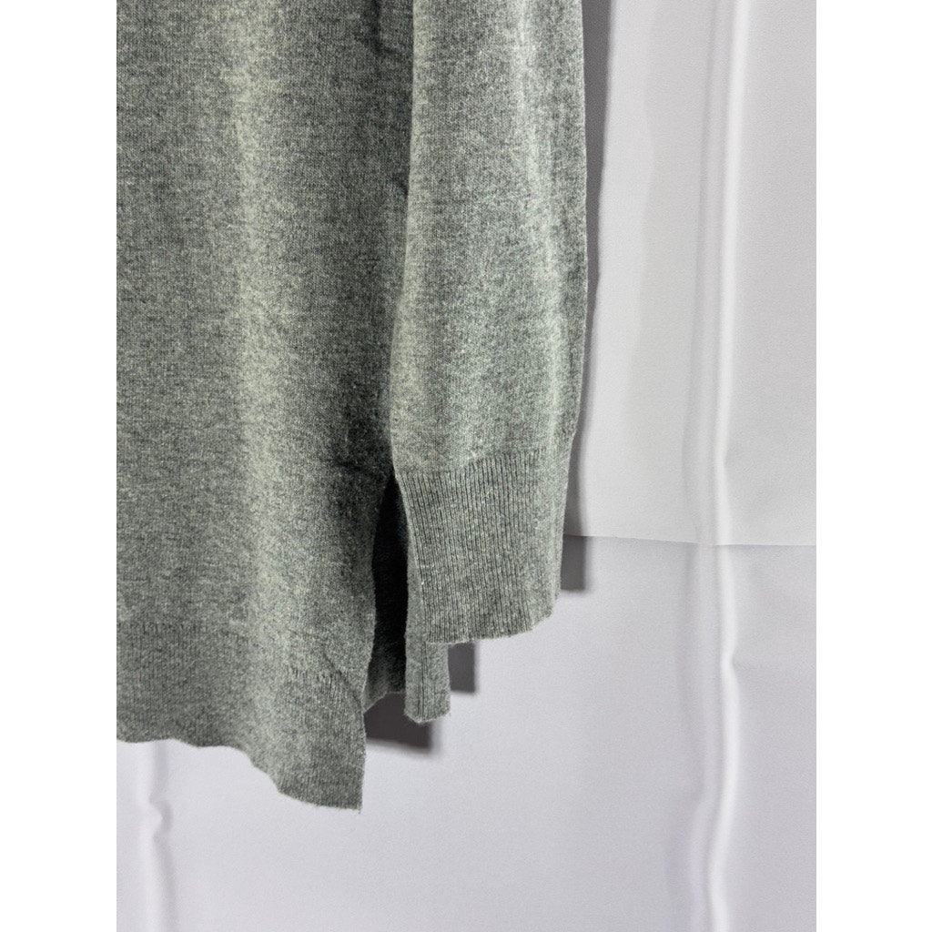 J. CREW Factory Gray Heather Women's Wool Blend V-Neck Tunic Hi-Lo Sweater SZ S