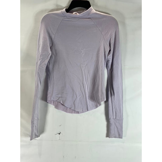 SELKIE Women's Light Purple Solid Mock-Neck Long Sleeve Round-Hem Top SZ S