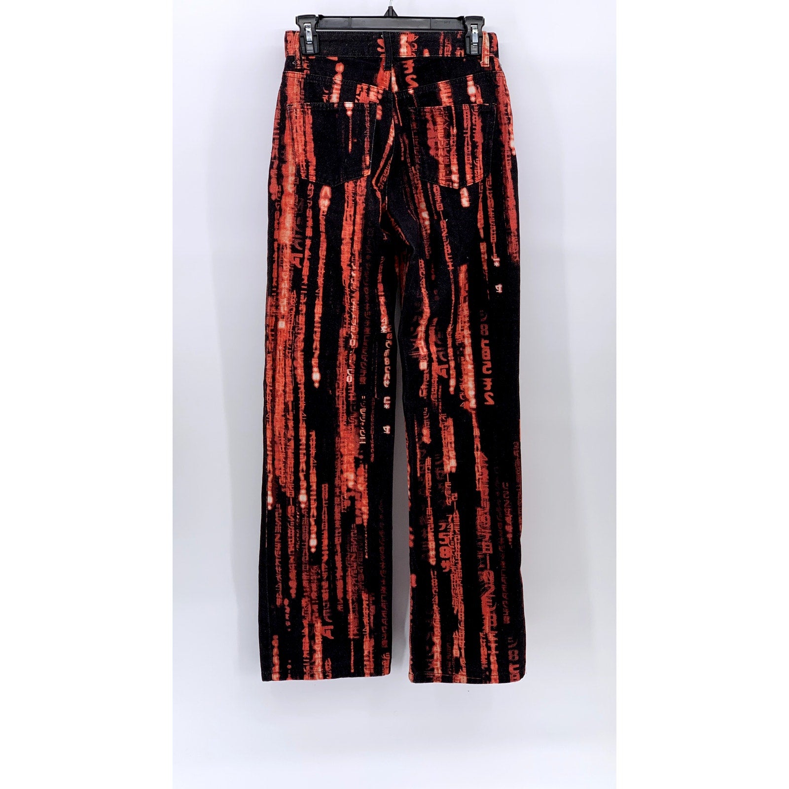 JADED LONDON Women's Red-Black Matrix Printed Straight Leg Fit Jeans SZ 25